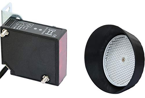 Supreform IP67 Waterproof 40 Feet Range 10-30VDC Retro-Reflective Photoelectric Beam Sensor for Gate Opener, Garage Door Sensor, Driveway Alarm Sensor Switch, Protective Metal Cover Included