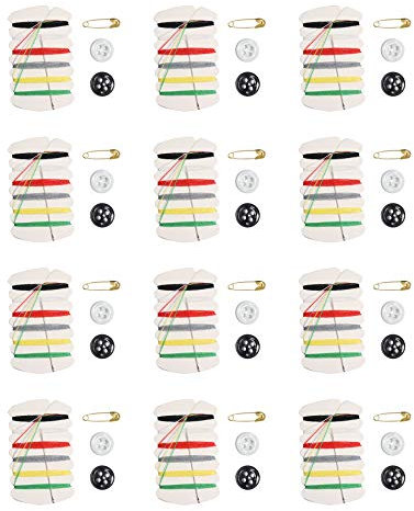 Sowaka 12 Pcs Sewing Kit Small Portable Thread Repair Emergency Kit with Needles Button Threads Safety Pin for Home Hotel Travel Use Accessories Supplies Amenities Necessities