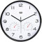 Trevi OM 3510 T, Wanduhr, mit Thermometer und Hygrometer für Temperatur und Luftfeuchtigkeit, Geräuschloses Zeigerwerk, Durchmesser 30 cm, Modernes Design, Rundes Format, Schwarz