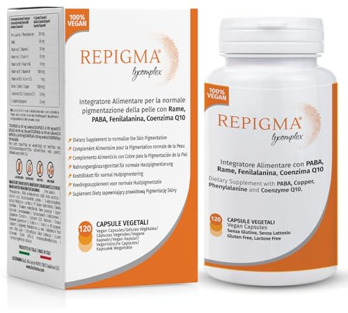 Repigma Lycomplex – Kosttillskott som är användbart vid behandling av vitiligo och vita fläckar på huden – Förpackning med 120 kapslar