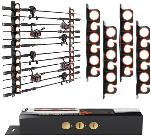 KastKing SafeGuard Fishing Rod Holder for Garage, Wall or Ceiling Mounted Fishing Rod Rack Storage Organizer, Fishing Pole Holder Holds 12 Rods or Combos in Less Than 36 Inches