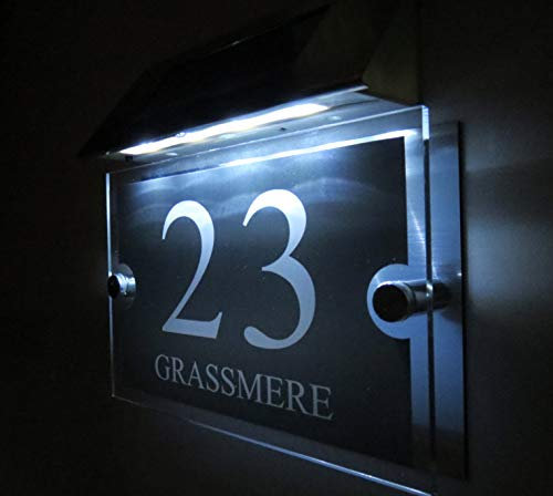 Buzuiun SIGN Numéro de maison solaire à LED 1-99999 Le nom de la rue Pour mur