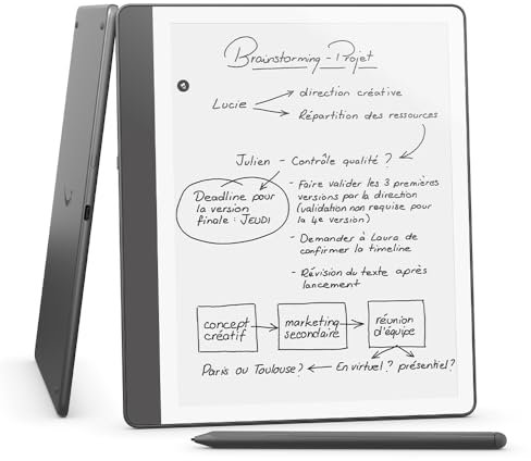 Amazon Kindle Scribe (32 GB) – Neuartiges Display mit gleichmäßigem Rahmen | Schreib einfach in Bücher und Dokumente | Mit Notizbuchzusammenfassung | Mit Premium-Eingabestift – Anthrazit