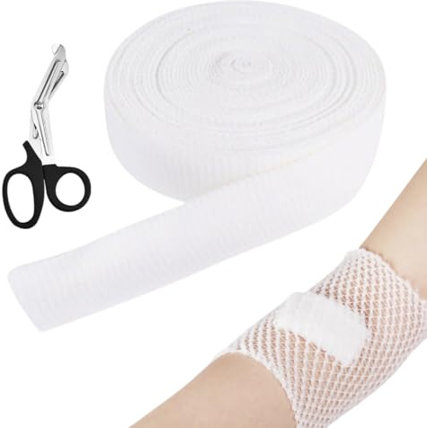 Benda Rete Elastica Tubolare, Bendaggio Elastico Tubolare, Benda Traspirante, Bendaggio Estensibile con Forbici Mediche