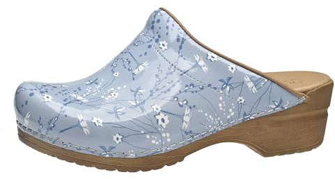 Sanita Illo | Zoccoli Aperti da Donna | Zoccoli Artigianali Originali in Pelle Flessibile | Plantare Anatomico in Schiuma Morbida | Azzurro | 38 EU