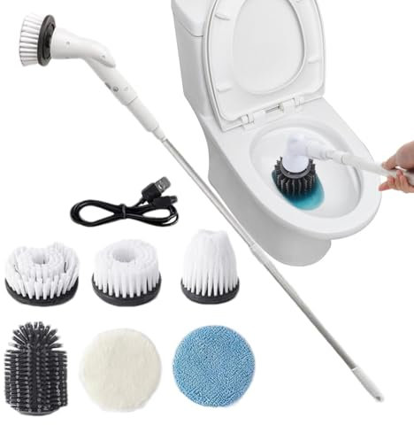 Electric Rotary Washer Dryer – Cleaner for 2000 mAh Shower Brushes | Wireless Washer Dryer | Electric Rotary Washer Dryer 6 Replaceable Heads | Electric Bath Dryer with Handles