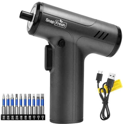 SnapFresh 4V Cordless Screwdriver Set, Electric Screwdriver with 10 Screwdriver Bits, 4-Speed Adjustable, 5 N·m Torque, USB-C Rechargeable Power Screwdriver for DIY, Home Repair