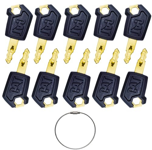 10Pcs CAT 5P8500 Ignition Switch Keys Equipment Key Set, Caterpillar Excavator Equipment Keys