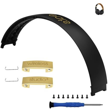 Studio 3 Replacement Headband & Hinge Replacement for Beats Studio3 Headphone,Durable Parts Accessories Repair Kit Set(Black Gold)