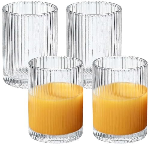 BAIFULAI Lot de 4 verres à cocktail de qualité supérieure - 250 ml - En cristal - Style origami - Pour whisky, bière, jus - Pour la famille, le camping, les fêtes - Passe au lave-vaisselle