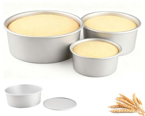 YapitHome Juego de moldes redondos para tartas de 10/15/20 cm (4/6/8 pulgadas) de aluminio anodizado con base extraíble para capas de tarta, tartas de queso, magdalenas, ideal para panaderos