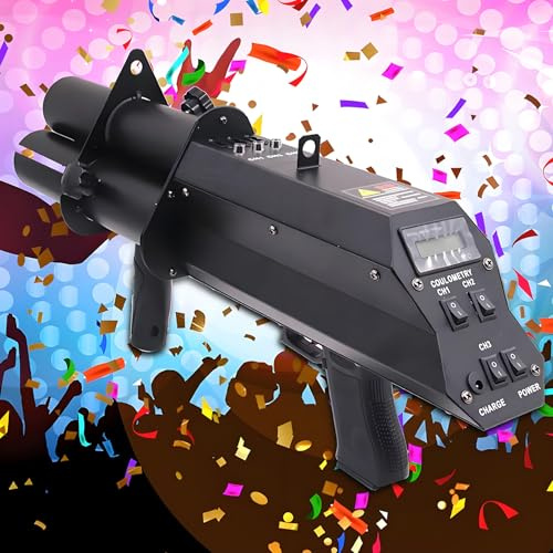 Máquina eléctrica de cañón de confeti de 3 disparos, lanzador de confeti profesional para bodas, fiestas, clubes y conciertos, sin efectos de luz