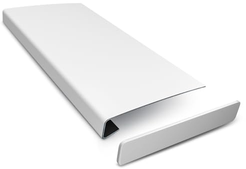 DQ-PP Revêtement de rebord de fenêtre - Blanc - 38 x 120 cm - Épaisseur : 3 mm - En PVC - Personnalisable - Avec bordure latérale - Couverture coupable et rénovation moderne