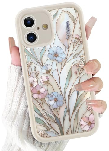 Xylota Fodral för iPhone 17, Aesthetic Designs Mode Beige Silikon Blomsterfodral, TPU Kvinnor Tunn Mjuk Stötsäker Stötsäker Skyddshölje Fodral för iPhone 17 6,3 tum-02