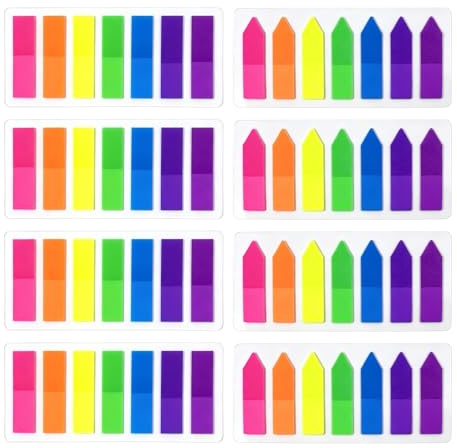 1120 Pièces Transparent Couleur et Marque Page Autocollant, Onglets Adhésifs pour Livre, Cahier, Dossier et Bureau, Plastique Mini Réutilisables pour Organisation, Indexation, Notes et Études