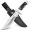 NedFoss TIGER couteau de chasse, 3Cr14MoV acier couteau lame fixe, 16CM couteau survie Avec étui en cuir, Manche en ébène, couteau collection,Idéal pour le camping, la chasse, les cadeaux