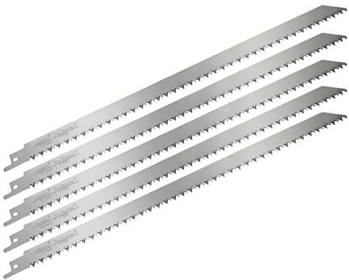 12-Inch Stainless Steel Frozen Meat Bone Cutting Saw Blades for Reciprocating and Sawzall Saws - 5 Pack - Caliastro