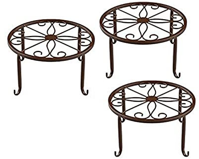 Yeehliny Metall-Pflanzenständer, Blumentopfhalter, Kunst-Topfhalter, Schmiedeeisen, Blumenhocker Blumentopfständer, Flowerpot Basis für Innen-Balkon Outdoor Garten (3PC-Bronze)