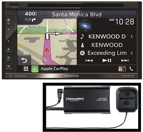 Kenwood DNX577S 6.8 Capacitive Touchscreen DVD Navigation Receiver | Apple CarPlay & Android Auto Compatible | Digital LED Backlit LCD Display | Plus SiriusXM SXV300v1 Satellite Radio