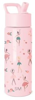 Simple Modern vattenflaska för barn med sugrör | Isolerat rostfritt stål återanvändbar tumlare för skola, flickor, pojkar | Summit Collection | 530 ml | Rosa ballerina