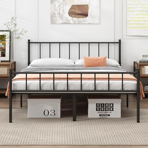 DIIYIV Full Bed Frame-Classic Metal Platform Bed Frame,Mattress Foundation with Steel Slat Support,Under Foundation Storage,No Box Spring Needed, Easy Assembly, Full Size