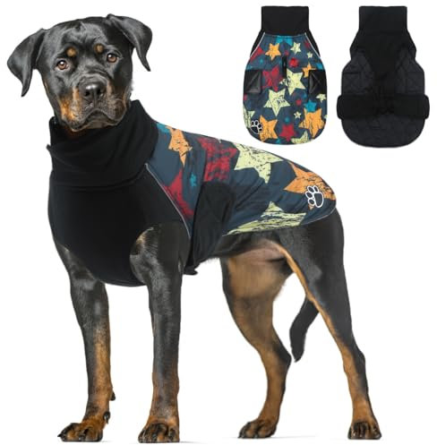 ALAGIRLS Hundemantel Warm Outdoor Hundemantel Regenmantel Hund Groß Hundemantel Grosse Hunde Winter ALADC002 ColorfulStarCamo XXL