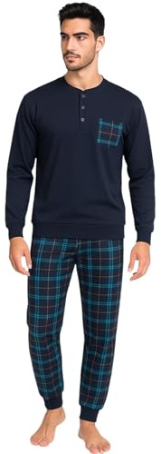 Buccia di Mela Pigiama Uomo Invernale in Caldo Cotone Interlock Art. I 8853 BM (IT, Numero, 54, Regular, Regular, Blu)