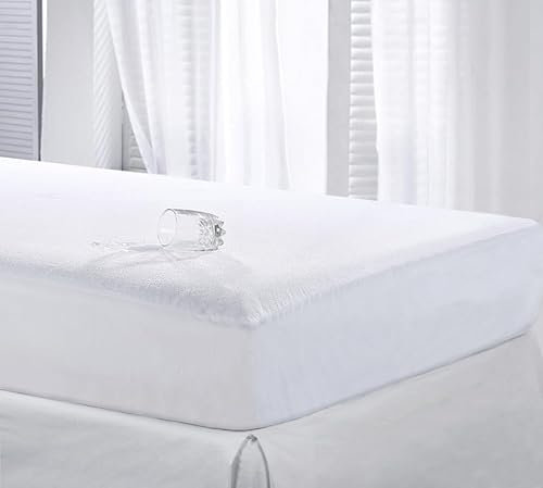 DTEX HOMES Protector de colchón para cuna de rizo de 15 cm, falda elástica, transpirable, sábana bajera no ruidosa, protector de colchón antialérgico, funda de cama (70 x 140 cm)