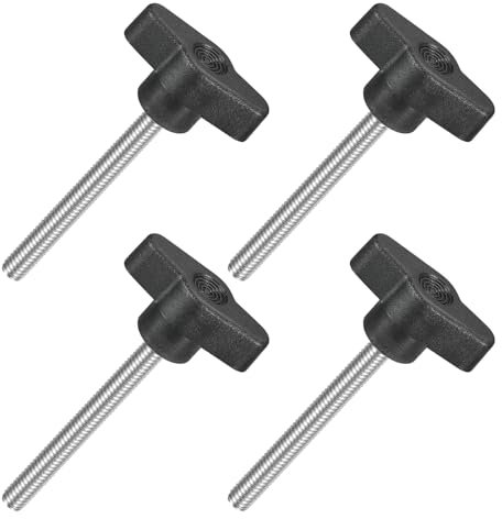 QUARKZMAN M6 x 60mm Tornillos Moleteados, 4pcs Perillas de Ala en T Rosca Macho de Acero Inoxidable 304 Tuerca Pomo de Mango Asas Ajustables Sujeción Manual para Máquina, Negro, 36mm Ancho