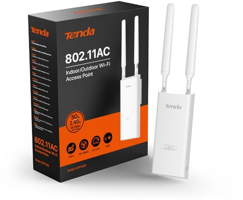 Tenda AC1200 Outdoor WiFi Access Point | Dual-Band Gigabit Wireless AP for Business/Home | Long Range Coverage | Seamless Roaming | DC/PoE Powered | Easy to Setup | MU-MIMO | IP65 Waterproof (OAP1200)