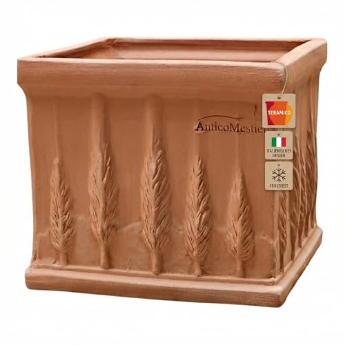 Vaso da fiori in terracotta Liscio Toscana limoni Toscana – fatto a mano – Italiano – 25 cm – 40 cm Assolutamente resistente al gelo – Terracotta italiana (Quadro Cipressi, 25 cm)