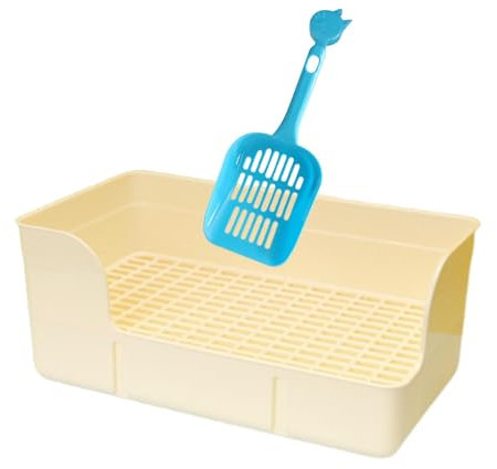 Ronyme Bac à Litière pour Lapin, Plateau Toilette Lapin, Entraîneur de Pot Utilisation, Bac à Urinoir pour Lapins, Facile à Nettoyage, Litière à Grille, pour Petits Animaux, Cochons d'Inde, Blanc