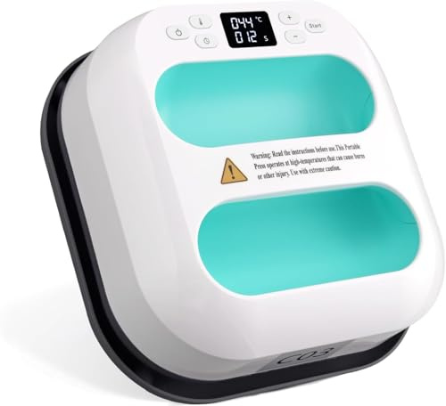 eSynic Mini Transferpresse Hitzepresse 22.8cmx22.8cm/9x9 Heizpresse T-Shirt Plotter Maschine Tragbarer Heißpresse bis 205°C, Präzise Temperatursteuerung, Auto-Aus für T-Shirts, Taschen, Kissen