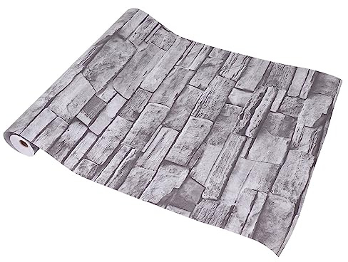 UMDHAIYI Carta da parati con pietra staccabile e incollabile Carta da parati autoadesiva in PVC 3D con mattoni vintage per la decorazione domestica Grigia