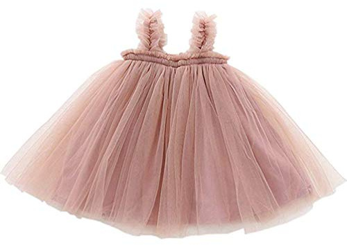 Ugitopi Baby flicka småbarn tyllklänning ärmlös prinsessa spädbarn tyllklänning storlek 9–36 månader, 11b-tan, 3 År
