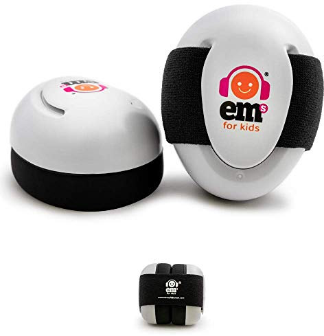 Ems 4 bubs Casque anti-bruit pour bébé! Casque antibruit idéal pour Concerts/fête de la musique/Voyage et bien plus encore! Protection Auditive - Réduction du Bruit 25dB (Coque Blanche-Bandeau Noir)