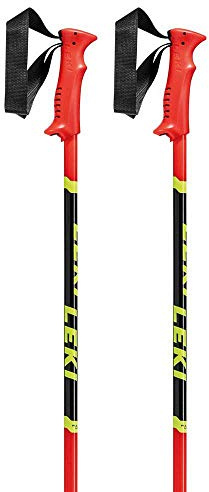 LEKI Bâton de Ski Mixte Adulte, Rouge Brillant/Noir/Jaune Fluo, 85 cm