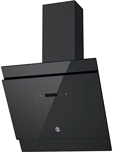 Hoover H-Hood 500 HDG6DCK3B 60cm Angled Chimney Cooker Hood, Boost function, Black glass