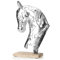 com-four® Supporto per cavallo decorativo premium - statua scultura 20 x 32 cm in alluminio nichelato su base in legno di mango - figura decorativa per stare in piedi (color argento - cavallo)