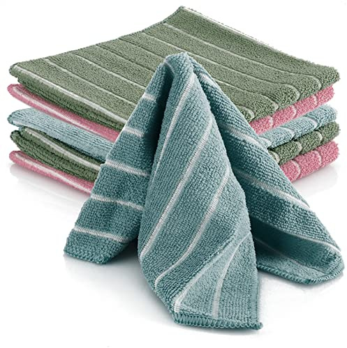 com-four® 6x panno in microfibra - panno morbido per asciugare - panno per la pulizia della casa in microfibra - panno per la pulizia di vetri, cucina e bagno (blu verde rosa - opaco)