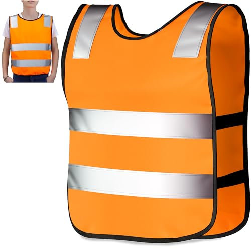 AVANA Kinder Warnweste (3-12 Jahre) reflektierende Sicherheitsweste hohe Sichtbarkeit Weste Reflektorweste - Orange