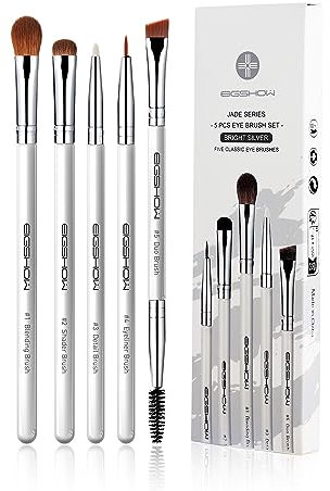 EIGSHOW 5 stück Augen Pinsel Set, Pinselset Makeup, Makeup Blender Pinsel, für Eyeliner Augenbrauen Lidschatten (weiß)