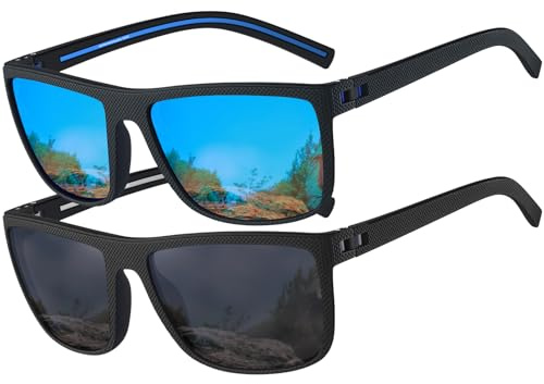 Perfectmiaoxuan Sunglasses Mens Womens Polarised Lens UV400 Protection Lightweight Square Frame Vintage Style Sun glasses For Fishing Driving Hiking