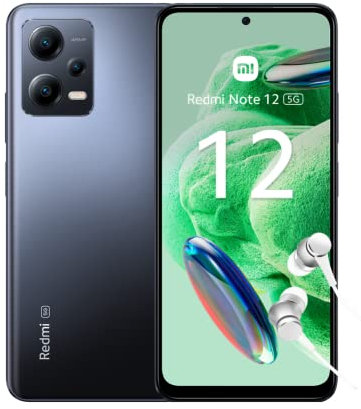 Xiaomi Redmi Note 12 5G Smartphone, 4+128GB, 6.67 Inch FHD+ AMOLED DotDisplay, 5,000 mAh, 48MP Camera, 33W Fast Charging, Dual SIM, Onyx Grey (UK Version 2 Year Warranty) (Renewed)
