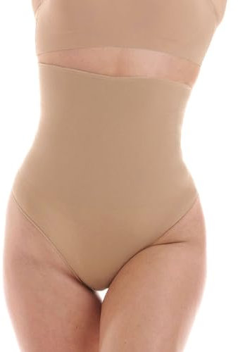 TONEST Shapewear Damen - Bauchweg Shaping-String - High Waist - Figurformend - Shape-Unterwäsche - Miederstring - hohe Taille - 1000-MS-CC (42-44, Beige)