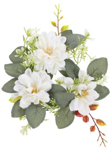 Yardenfun Couronne De Fleurs Artificielle Réaliste pour Bougies Décoration De Mariage Et Fête Anneau De Bougie Simulé Polyvalent pour Table Et Porte