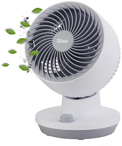 Zilan Tischventilator Sehr leise Ventilator klein 3 Stufen Energiesparend Geeignet für Büro Schlafzimmer Windmaschine Miniventilator Luftkühler Ventilator Mini Fan Tisch Ventilator… (Gala Grey)