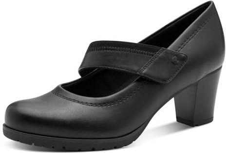 Jana Mary Jane Femme Vegan avec Fermeture Velcro, Black, 38 EU