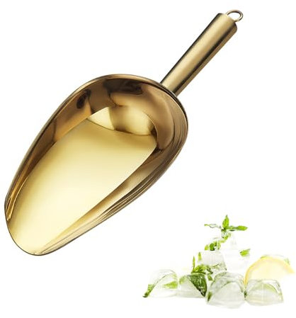 Sipoyen Paletta per ghiaccio in acciaio inox, da 170 g, piccola, per alimenti, caramelle, per cucina, bar, feste, matrimoni, in metallo, per secchiello per il ghiaccio, colore: oro