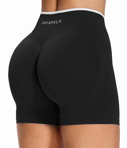 JOYSPELS Gym Shorts for Women UK Seamless Scrunch Bums Booty High Waist Cycling Yoga Ladies Workout Activewear Shorts Black S